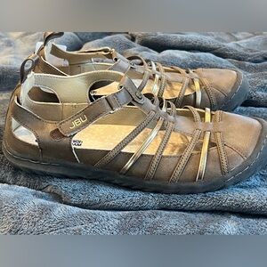 Size 7- JBU by Jambu Peace Mary Jane Flat sandals- tan- memory foam